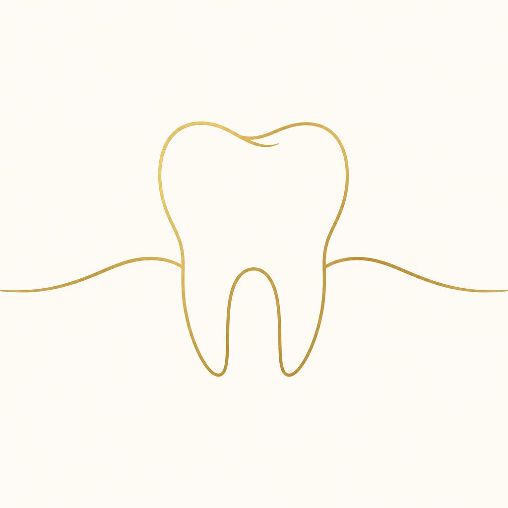 Ilustração minimalista de um dente em linha contínua